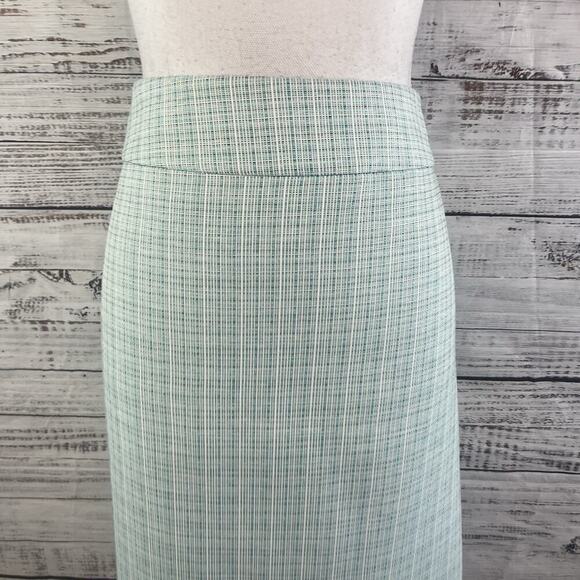 Evan Picone Skirt Plus sz 18 Green Plaid Tweed Straight Knee Suit Career Church - Picture 3 of 10